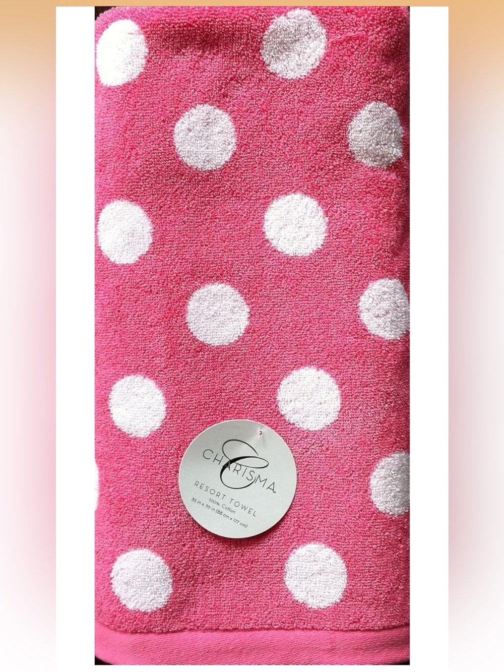 Charisma Pink White Polka Dot Cotton Resort Towel Pool Beach or Bath